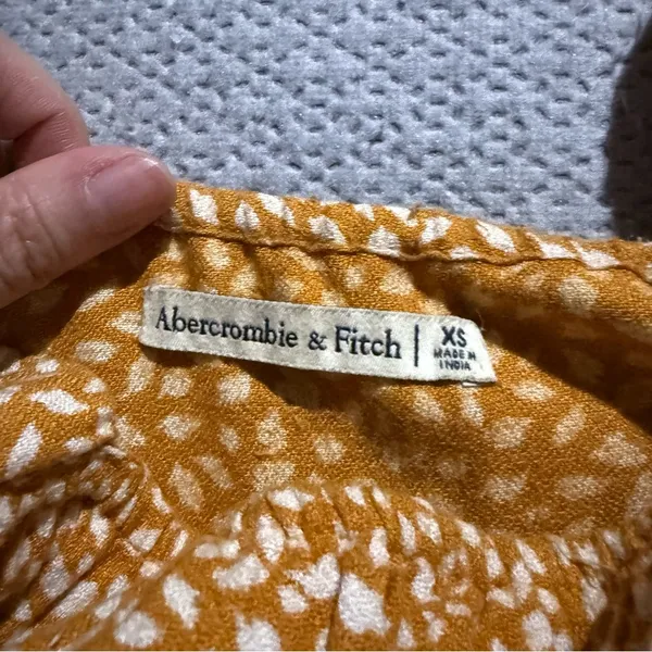 Abercrombie & Fitch Yellow Patterned Midi Dress High Side Slit Size XSmall EUC - Image 4