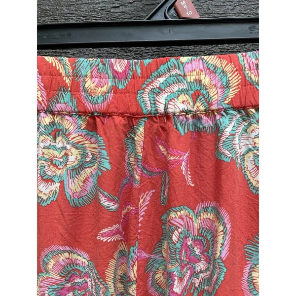 Resort Boho Floral Wide Leg Pants Z Supply Dante Tango Red Cruise Rayon M - Image 16
