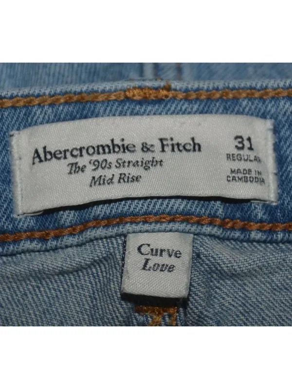 Abercrombie Fitch 90s Straight Mid Rise Curve Love Jeans 31 Regular Light Wash - Image 8