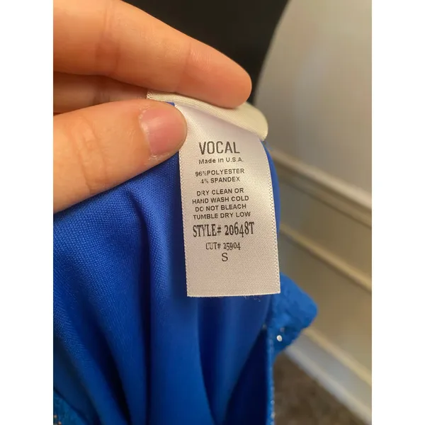 Vocal Apparel Y2K Royal Blue Rhinestone Tunic Tank Top - Handkerchief Hem - Image 5