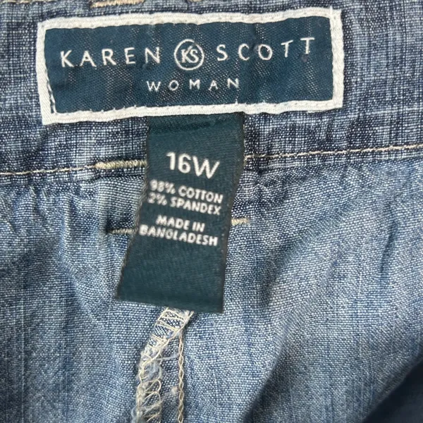Karen Scott Woman Blue Denim Skort 16W Medium Wash‎ Stretch Mini Skirt Shorts - Image 7