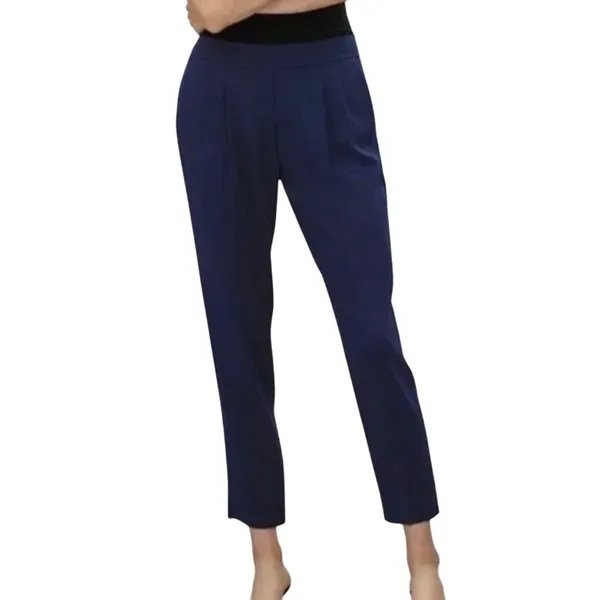 Babaton Navy Blue Cohen Pleated Crepe Tapered Leg Pants Elastic Waist size 4 - Image 2