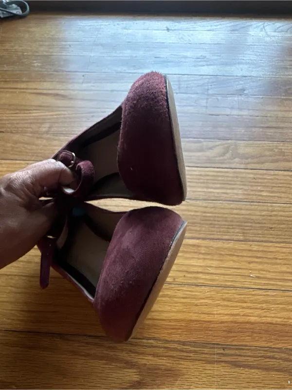 Vince Camuto Plum Suede Mary Jane Block Heels Sz 8.5M - Image 4