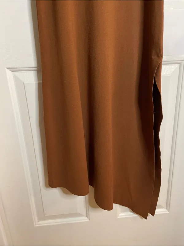 A.L.C. Long Sleeve Scoop Neck Maxi Dress in Chestnut Brown Asymmetrical Size XS - Image 7
