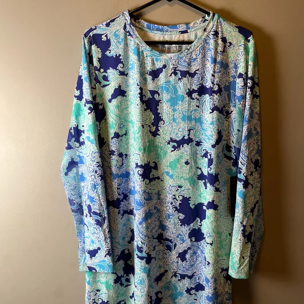 Ibkul Long Sleeve Crew Neck Dress Pascha Navy Seafoam Size XL UPF‎ 50+ Golf - Image 2