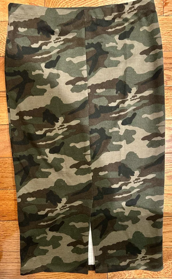 Revamped NWOT Y2K ARMY PRINTED 2 Piece Outfit lace up Tie tube Crop Top& skirt M - Image 4