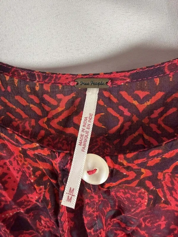 Free People Women Cotton Top Red Gotta Have You Tunic Floral Oversized M - Image 5