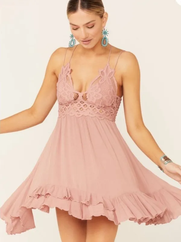 NWOT Free People Adella Mini Dress Dusty Rose size Small - Image 7