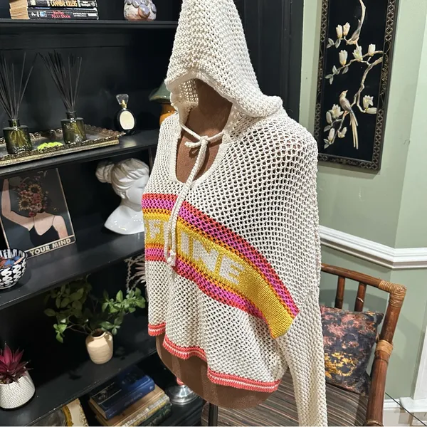Offline by Aerie Crochet Hoodie – “Toasted Coconut” Colorway, Size Medium - Image 10