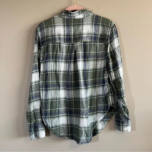 ✨ Aerie Women’s Green Plaid Button Down Shirt XS‎ - Image 7