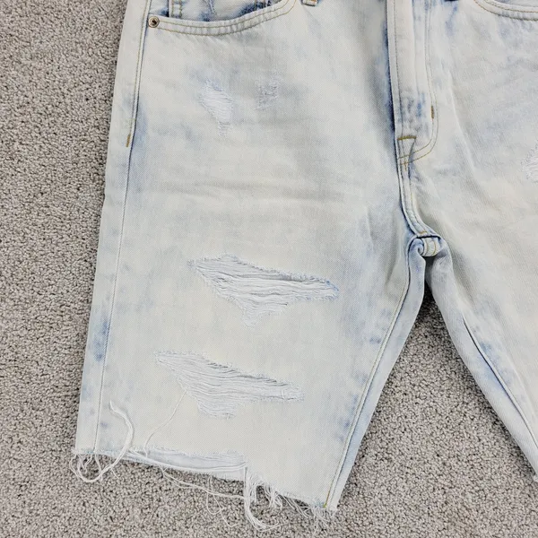 American Eagle Womens Denim Shorts 31" Blue Acid Wash Distressed Bermuda - Image 8