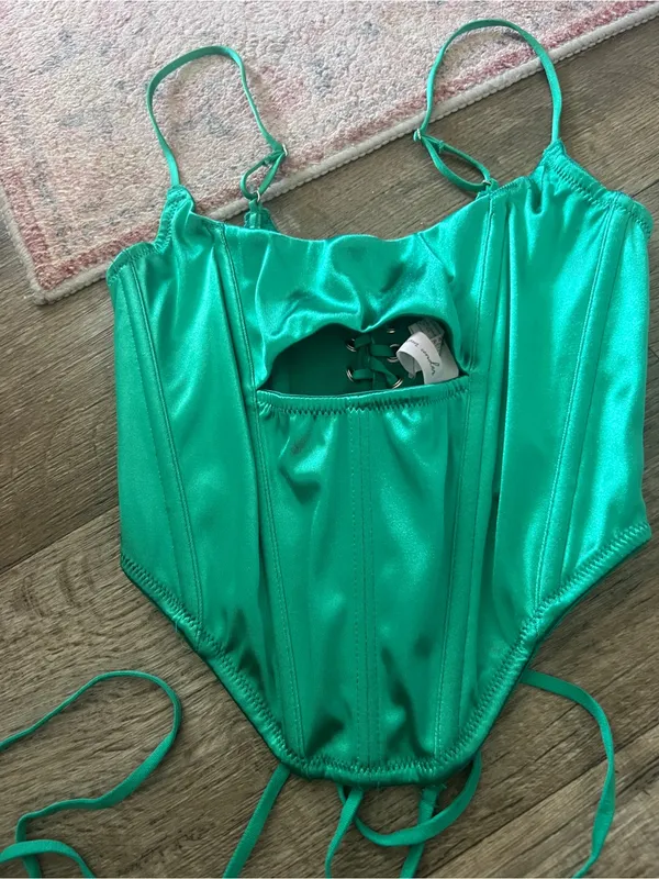 Out from under sweet talk Satin Teal Strappy Bodysuit - Image 6