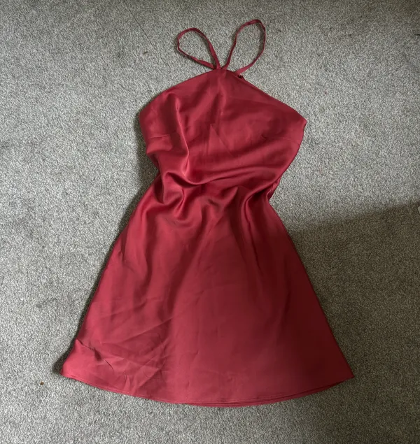 Pink Satin Mini Dress - Image 3