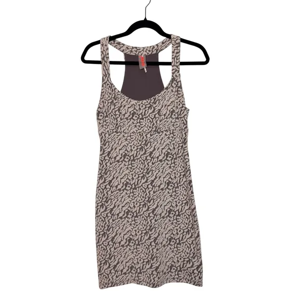 Free People Grey Leopard Print‎ Racerback Tank Dress M Racerback Mini Dress - Image 2
