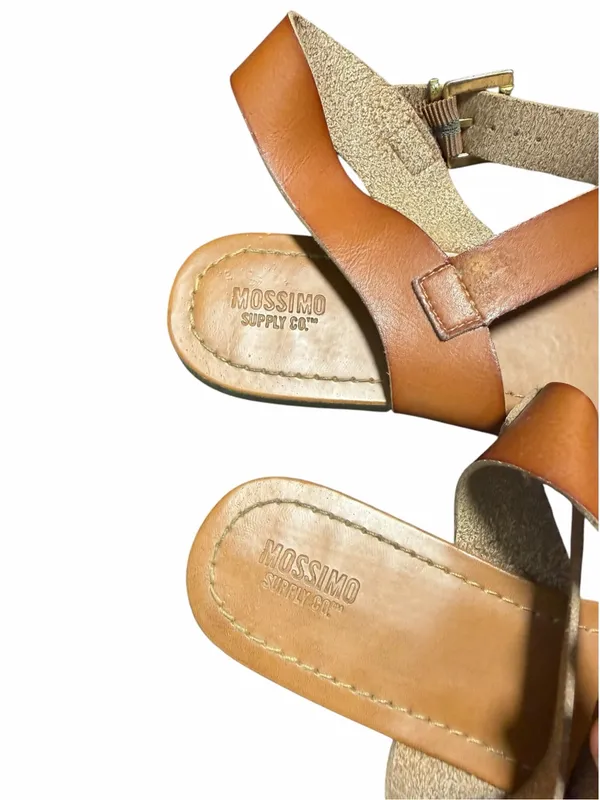 Mossimo Supply Co Gold Glitter Brown Ankle Strap Sandals Size 11 - Image 7
