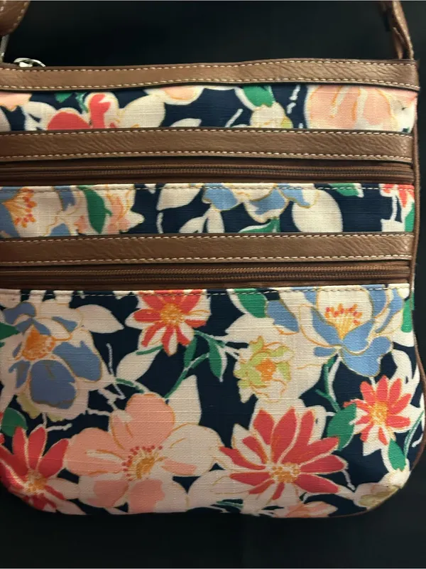 Croft & Barrow Brown Trim Floral Crossbody Shoulder Bag - Image 5