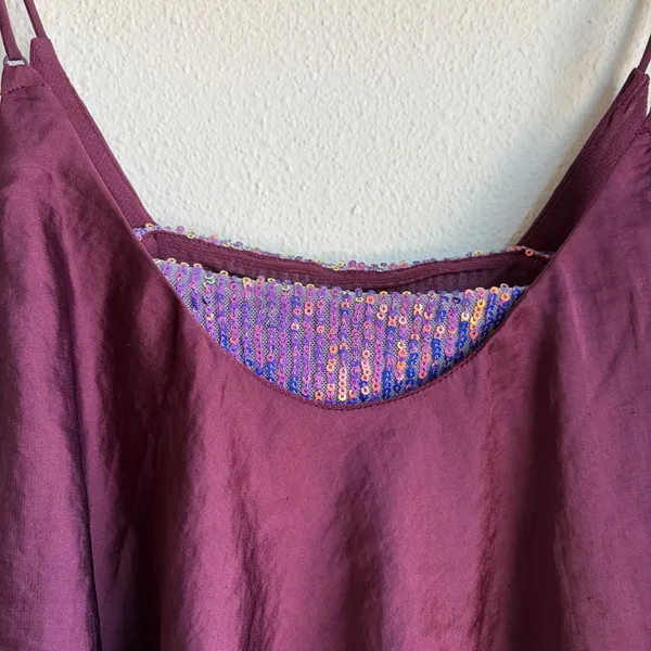 FREE PEOPLE Intimately Turn It On Camisole Sequined Satin Crop Top Womens XS - Image 5