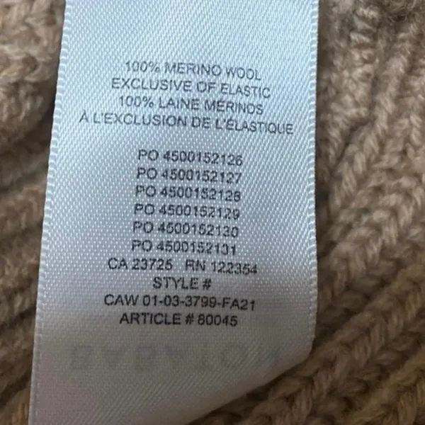 Aritzia Babaton Women's Tan Merino Wool Long Sleeve V Neck Sweater Top Size XS - Image 4