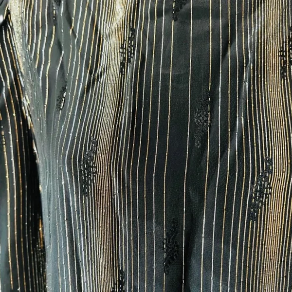 Vintage 80s Black Gold Silver Shimmer Long Sleeve Dress size 7 / 8 Shangri La - Image 8