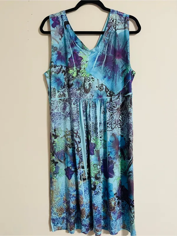 Style & Co. Y2K Vintage Boho Embellished Empire Waist Midi Dress XL Liquid Knit - Image 12