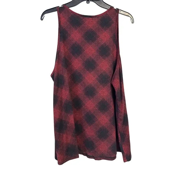 Maurices Super Soft Ribbed Fabric Tank Top Sx XXL plaid print‎ button - Image 3