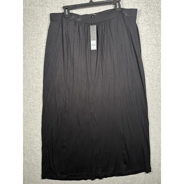 New Daisy Fuentes Maxi Skirt Black XL Womens Pull On Elastic Waist Stretch‎ Thin - Image 9