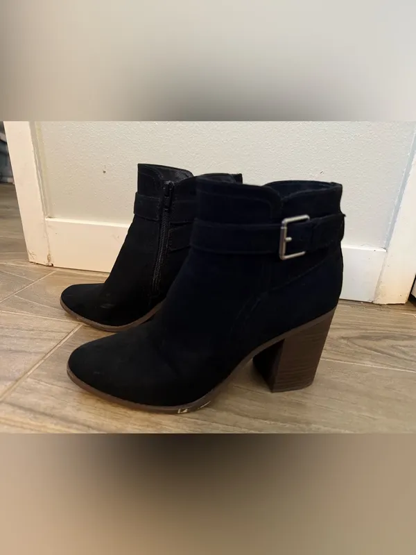 Target Black Suede Ankle Booties with Block Heel - Image 2