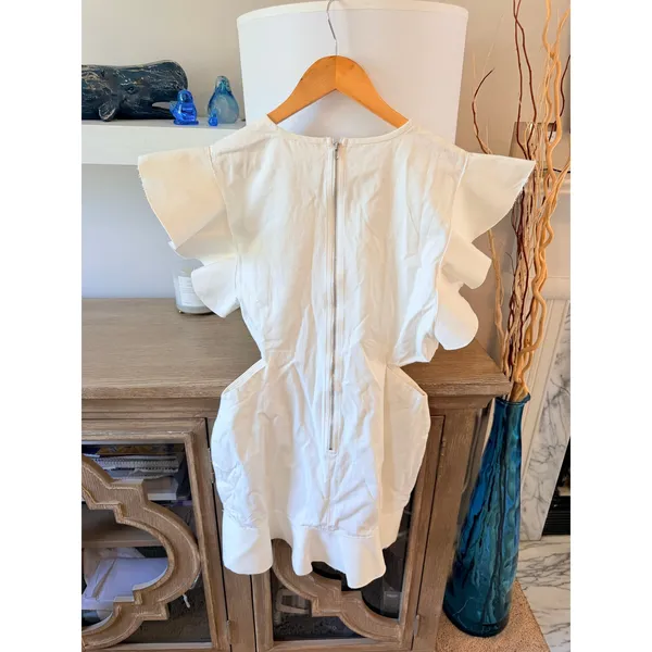 NWT SHUG White August Ruffled‎ Mini Dress Womens White Large - Image 4