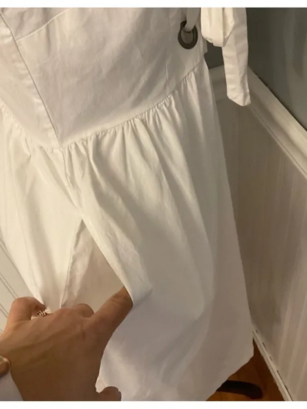 Who What Wear White Lace-Up Midi Sundress - Image 7