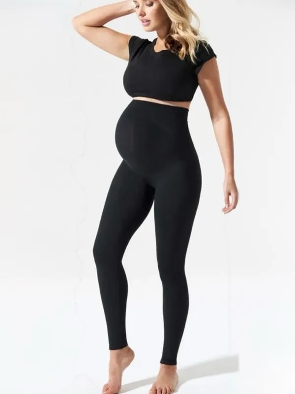 BLANQI Everday Maternity Belly Support Black Maternity Leggings~ Size Medium 💚🍄 - Image 8