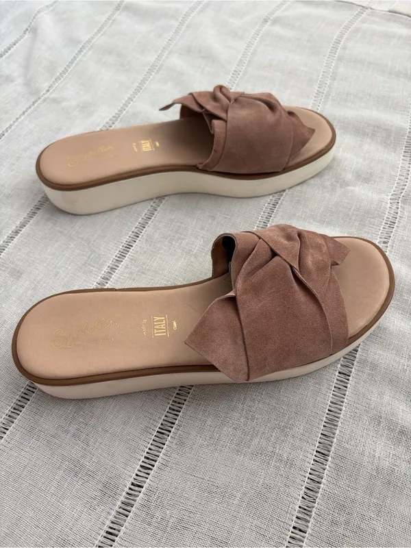 Seychelles Brown Suede Knot Slide Mules - Image 3