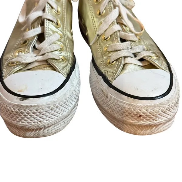 Converse Chuck Taylor All Star Lift Platform Metallic Gold Low-Top Sneakers Sz 6 - Image 7