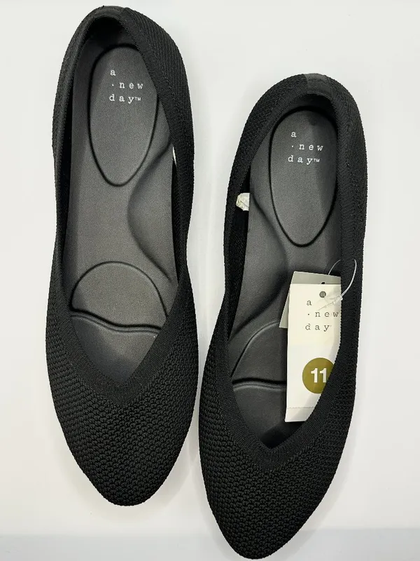 NWT A New Day Black Knit Pointed Toe Ballet Flats 11 Clean Girl Minimalist - Image 8