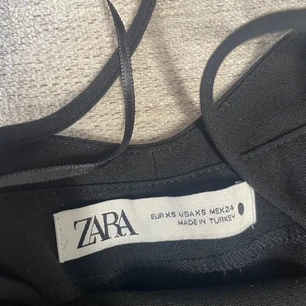 Zara Womens Black Asymmetrical Hem Mini Dress Open Back Strappy XS‎ 2731/242 - Image 4