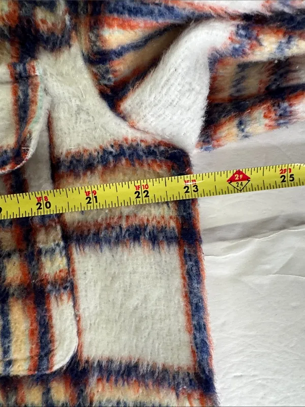 Maurices Lightweight Striped Jacket shacket in White, Blue, Orange plaid L fall - Image 13