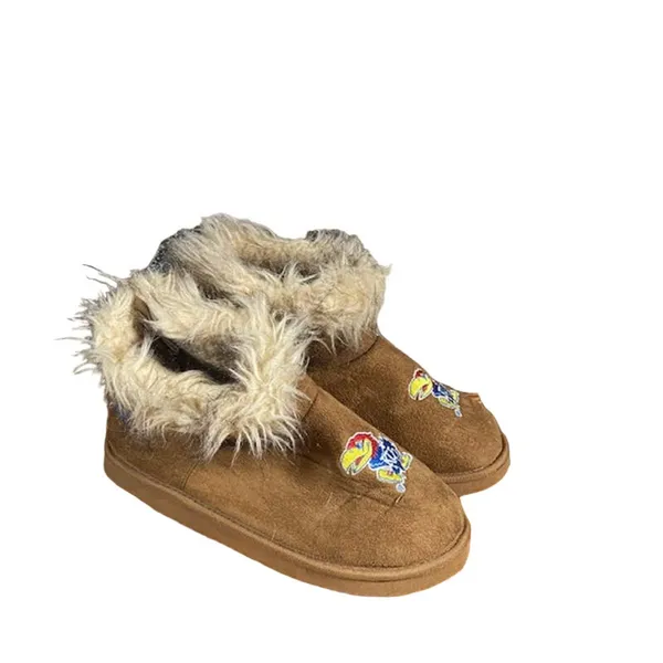 Kansas Jayhawks Women’s Faux Fur & Suede College Logo Winter Boot Slippers Sz XL - Image 11