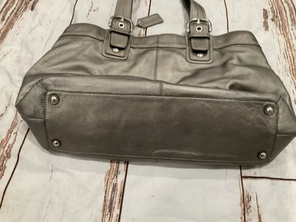 Coach PLEATED METALLIC GREY LARGE SHOULDER BAG - Image 7