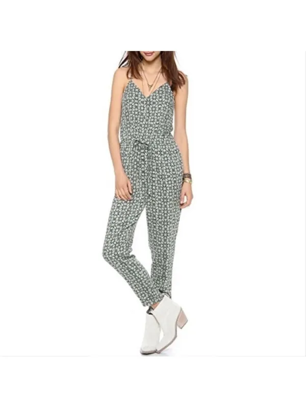 Free People Floral V Neck Sleeveless Jumpsuit Small - Image 4