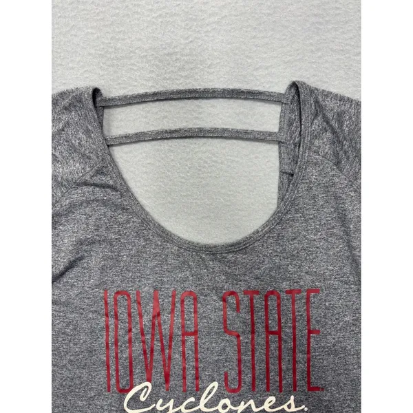 Rivalry Threads T-Shirt Small Iowa‎ State Cyclones Grey Strappy Scoop Back Tee - Image 4