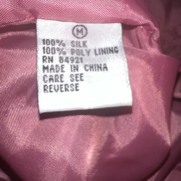 Vintage Malcolm Flowers Bomber Jacket Medium 100% Silk Fringe‎ Western Pink - Image 4