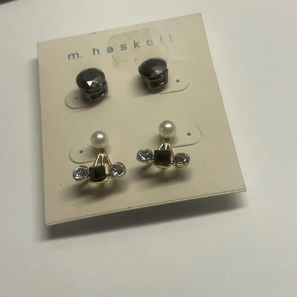 NWT M. Haskell Pierced Earrings Rhinestone - Image 4