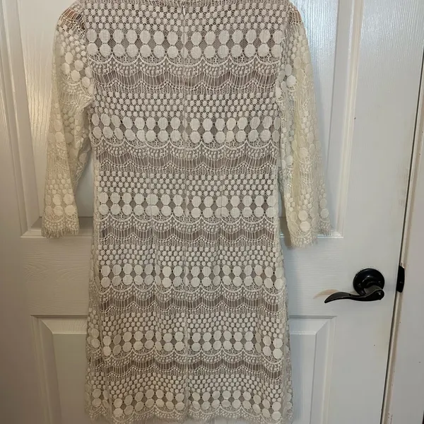 Eliza J Cream Lace Long Sleeve Dress - Image 2