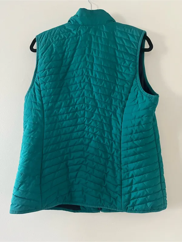 Talbots Teal Blue Quilted Puffer Vest Large Outdoors Hiking Lightweight Travel - Image 6