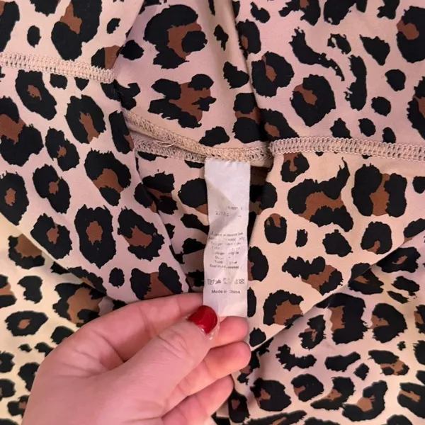 Leopard Print Biker Shorts Tan Small High Waisted‎ Athleisure Gym - Image 2