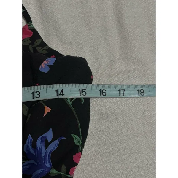 Old Navy Floral Print Smocked Back Black/Mutli Mini‎ Sun Dress Size M Adj Straps - Image 5