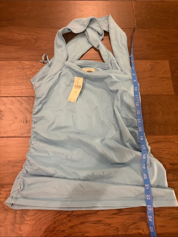 New With Tags Anthropologie Pilcro Ruched Halter tube Top Sz M - Image 9