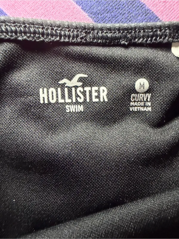 Hollister Swim Ribbed Curvy Black Bikini Bottoms Surf Beach Medium - Image 6