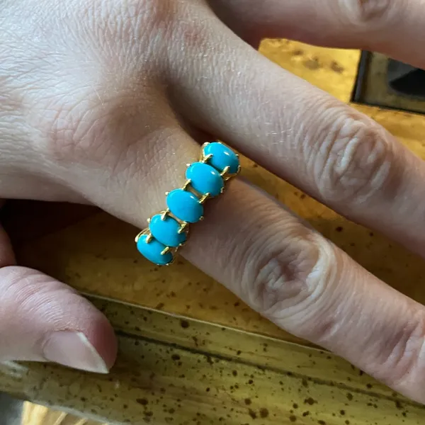 Premium Kingman Turquoise Sterling Silver Ring Size 8 Blue - Image 4