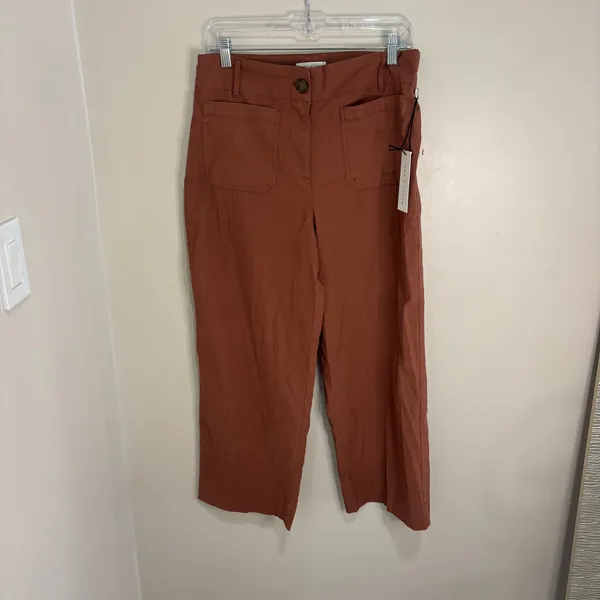 Maison d'Amélie Paris Rust Brown Wide Leg Crop Utility Pants Linen Blend Size 8 - Image 2