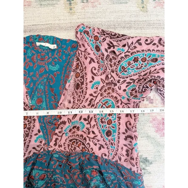 Anthropologie Womens Velvet Burnout Boho Paisly Top Size Small‎ Indie Silk Blend - Image 4